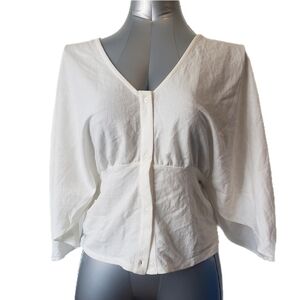 ZARA White Button-Up Blouse – Size S